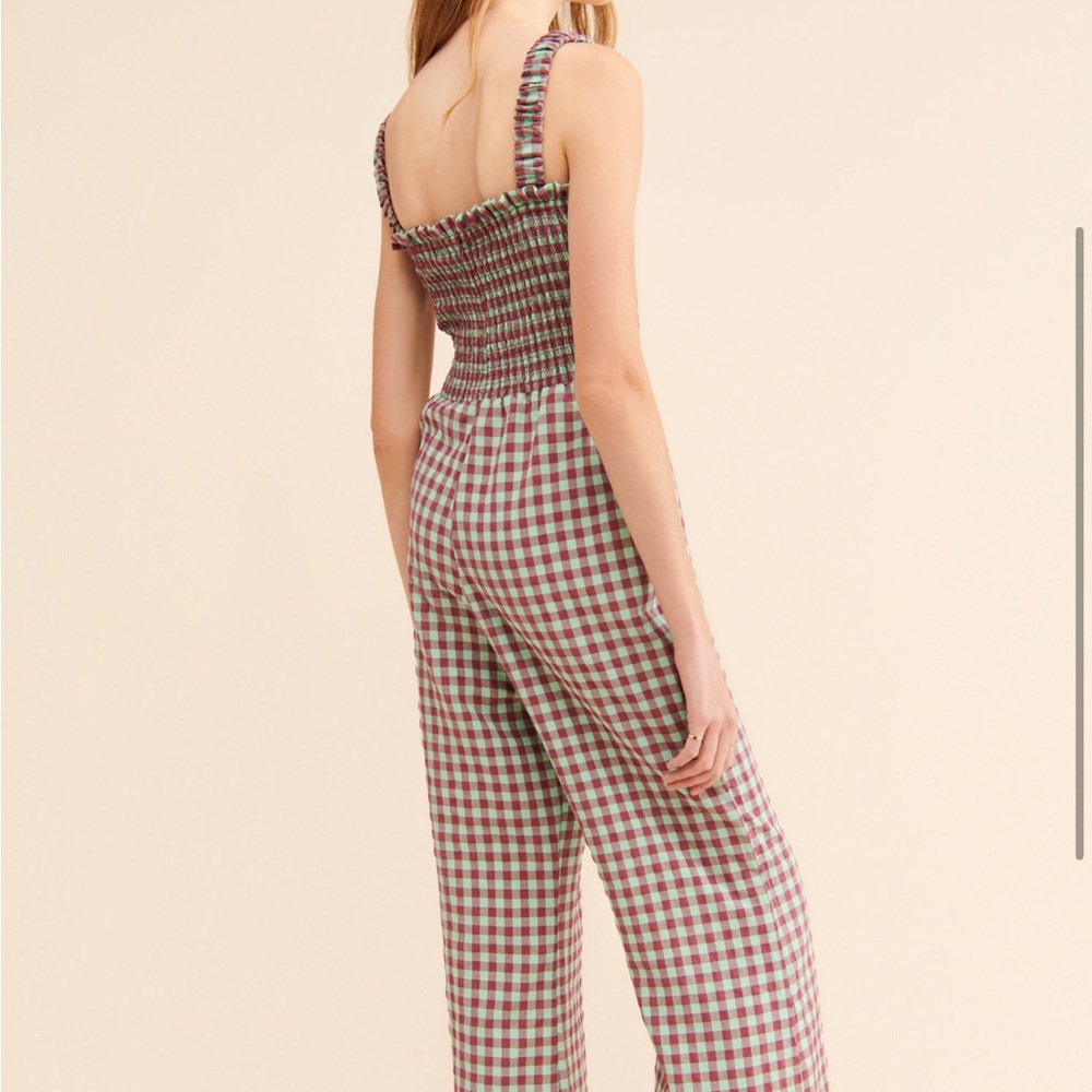 Free people find me now gingham casi jumpsuit size medium